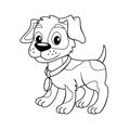 Cute cartoon little dog. Puppy. Black and white vector illustration for coloring book Royalty Free Stock Photo